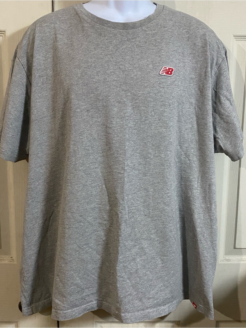 New Balance Men’s 2XL Heather Gray Cotton Crew Neck T-Shirt Embroidered MT9154